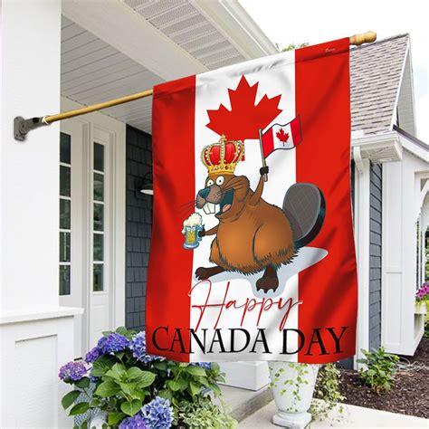 Happy Canada Day Flag Funny Beaver LNT144F - Flagwix in 2022 | Canada ...