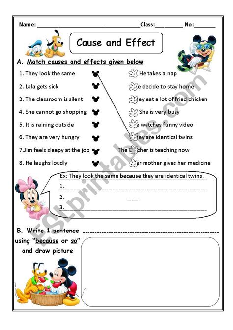 Cause and Effect - ESL worksheet by monkeymemild