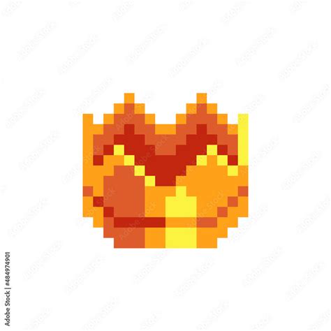 Golden crown with jewel. Pixel art icon. Flat style. 8-bit. Sticker ...