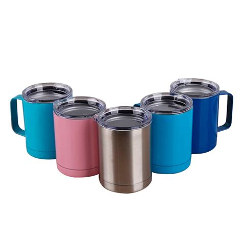 10oz Custom Insulated Stainless Steel Coffee Mug With Handle And Lid