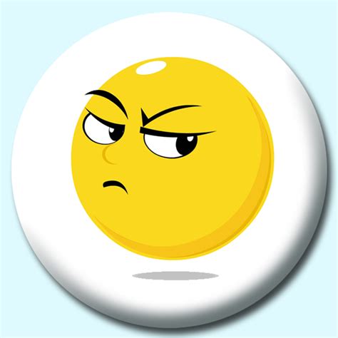 75mm Smiley Face Jealous Expression Button Badge