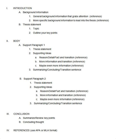 Essay Outline Template - 4+ Free Sample,Example Format | Free & Premium Templates