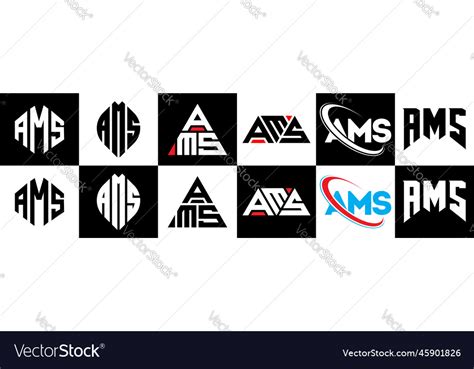 Ams letter logo design in six style polygon Vector Image