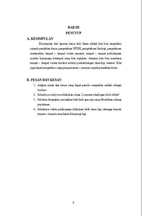 11+ Contoh Kesimpulan Laporan Study Tour | Contoh Proposal