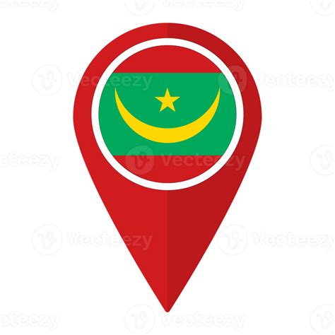 Mauritania flag on map pinpoint icon isolated. Flag of Mauritania ...