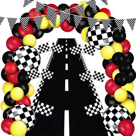 Buy 64 Pieces Checkered Race car Party Decorations Balloons Racing car Balloons Garland kit ...