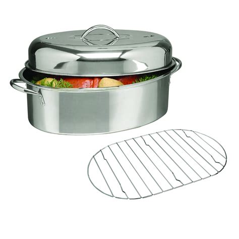 Gibson Home Stainless Steel Top Roast 16-Inch Oval Roaster Pan with Lid ...