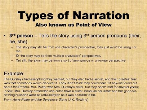 Identifying the Elements of Literature Narration Point of View