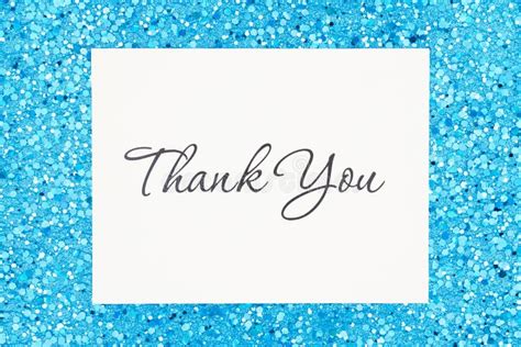 Thank You Card with a Blue Glitter Stock Image - Image of greeting ...