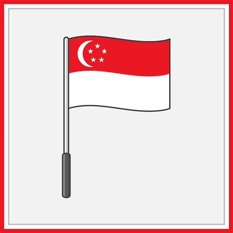 Premium Vector | Singapore Flag Cartoon Vector Illustration Flag of Singapore Flat Icon Outline