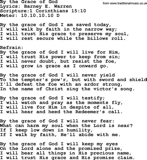 Good Old Hymns - By the Grace of God - Lyrics, Sheetmusic, midi, Mp3 ...