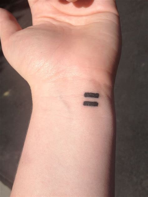 Equal sign tattoo on wrist | Feminist tattoo, Discreet tattoos ...