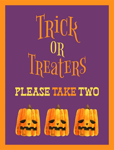 Halloween Signs Take 2 Please - 15 Free PDF Printables | Printablee