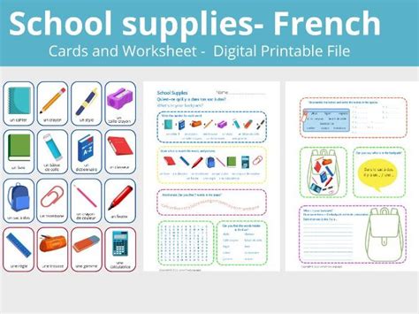 French School Stationery Supplies | Teaching Resources