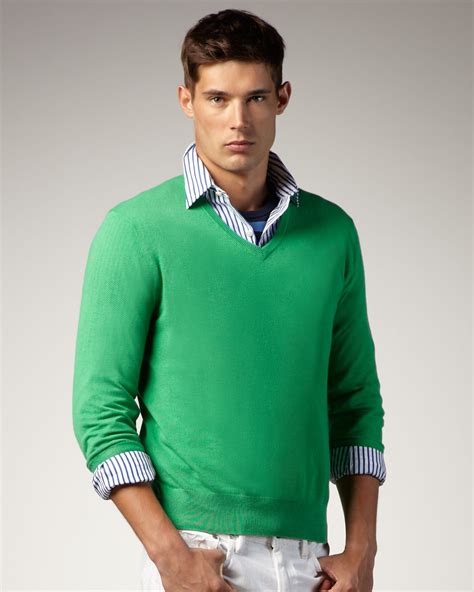 Lyst - Polo Ralph Lauren V-neck Sweater, Tiller Green in Green for Men