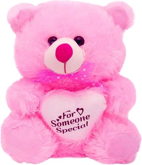 ADS TOYS Beautiful Pink Teddy Bear with Heart - 50 cm - Beautiful Pink Teddy Bear with Heart ...