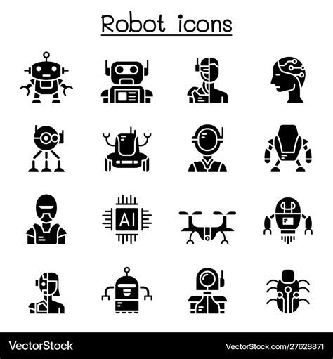 Robot icon set graphic design Royalty Free Vector Image