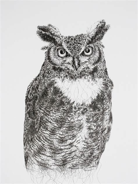 Alex Great Horned Owl Drawing Print | Etsy