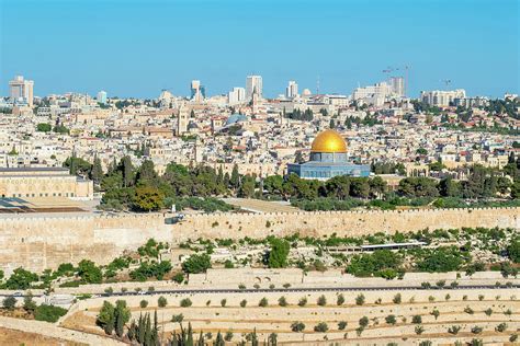 Jerusalem Skyline, Dome Of The Rock And Buildings In The Old City ...