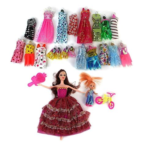 Beauty Fashion Girl Kid's Toy Doll Fashion Variety Wardrobe Set w/ 2 Dolls, 18 Different Outfits ...