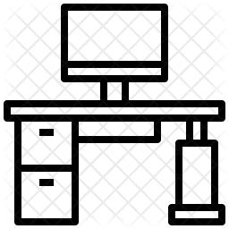 Computer Desk Icon - Download in Line Style