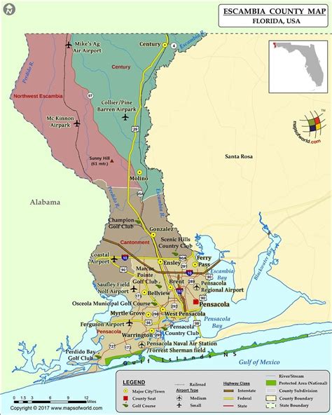 Escambia County Map, Florida