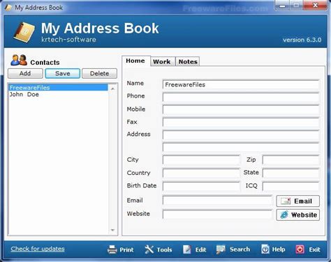 Excel Address Book Template Unique My Address Book 6 3 0 Free Download ...