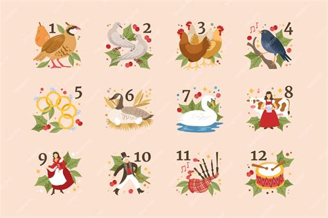 Free Vector | Hand drawn flat 12 days of christmas illustration