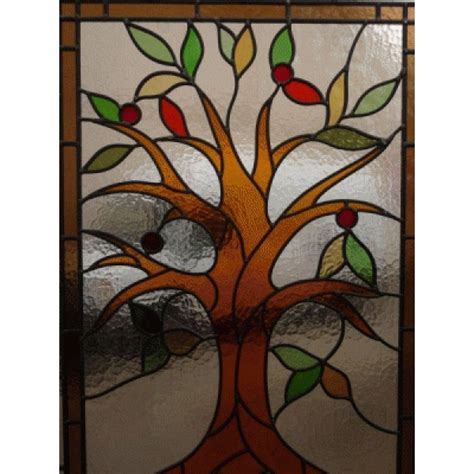 Victorian Original 3 Pannelled Stained Glass Exterior Door Tree of Life ...