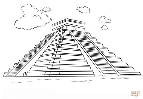 Coloriage - Pyramide Maya - Chichen Itza | Coloriages à imprimer gratuits