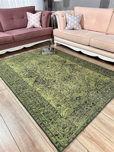 Green Rug for Bedroom, Living Room, Dining Room, Vintage Style Turkish Rug, Oriental Bohemian ...