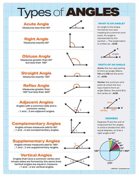 Buy ZOCO - Types of Angles - Laminated, 17 x 22 inches - Geometry, Math ...