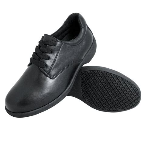 Genuine Grip® 420 Women's Size 5.5 Wide Width Black Full Grain Leather Tie Non Slip Shoe