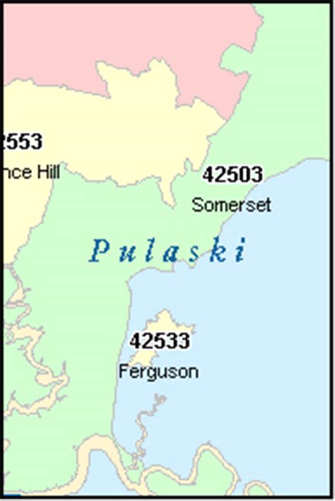 PULASKI County, Kentucky Digital ZIP Code Map