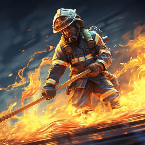 Premium AI Image | 3d rendering of firefighter in action