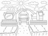 Combine Harvesting Corn Coloring Page Pages sketch template