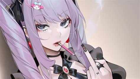 Anime Girl Smoking Purple Hair K Hd Wallpaper Rare Gallery | The Best Porn Website