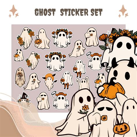 Cute Ghost Sticker Set Halloween Vintage Ghost Sticker Ghost - Etsy