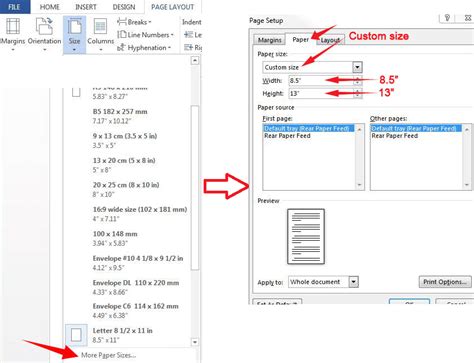 What is the Size of Long Bond Paper in Microsoft Word?