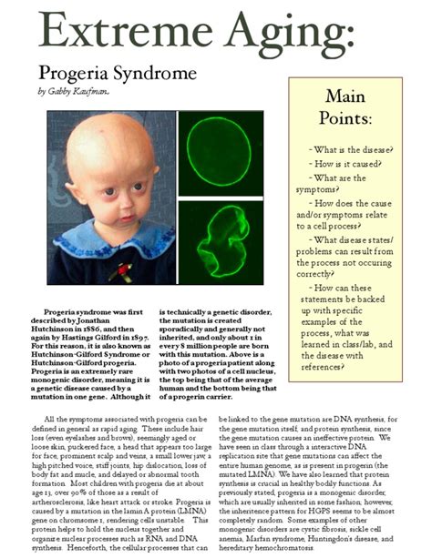 progeria | Genetic Disorder | Biotechnology