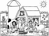 Farm Scene Coloring Pages For Kids Sketch Page sketch template