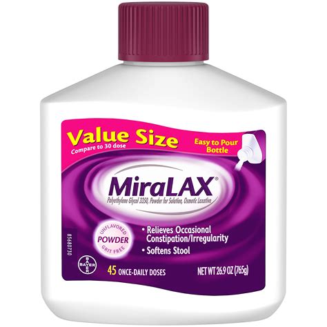 MiraLAX Laxative Powder for Gentle Constipation Relief: Buy Online in ...