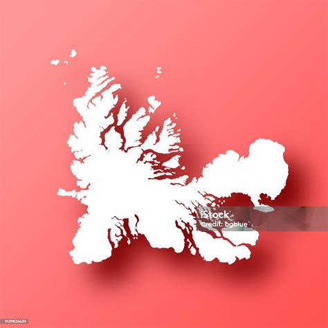 Kerguelen Islands Map On Red Background With Shadow Stock Illustration ...