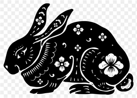 Chinese New Year rabbit png black animal zodiac sign sticker | free ...