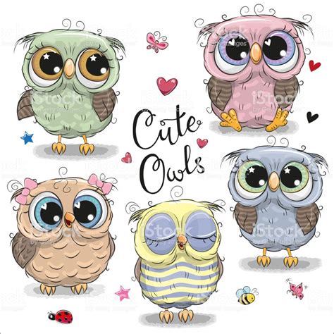 Set of cute cartoon owls on a white background | Нарисовать сову, Картинки с совой, Плюшевая сова