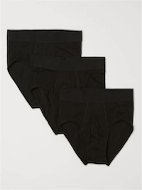 Buy H&M Men Black 3 Pack Cotton Briefs - Briefs for Men 12696212 | Myntra