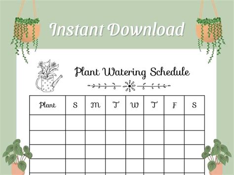 Plant Watering Schedule Weekly Plant Watering Schedule Black - Etsy