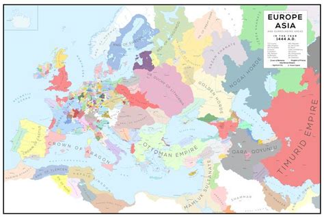 Map of Europe and Asia in 1444 | Mappe d'epoca, Mappe antiche, Mappa