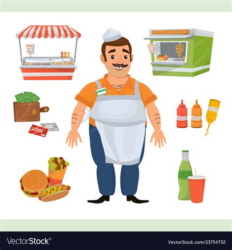 Clipart with street food seller character Vector Image