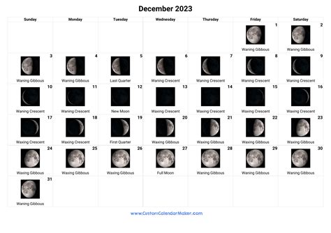 December 2023 Moon Phases Calendar